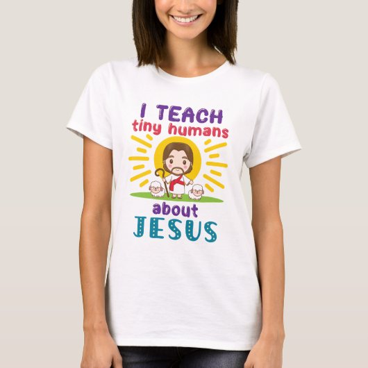 Ik leer Tiny Humans over Jezus Zondag School T-shirt (Voorkant)