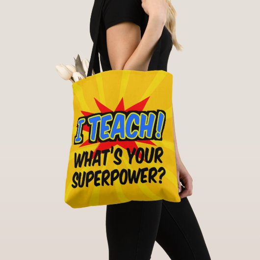 Ik leer wat je Superpower Superheld-leraar is Tote Bag (Dichtbij)