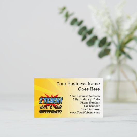 Ik leer wat je Superpower Superheld-leraar is Visitekaartje (Staand voorkant)