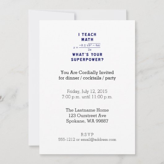 Ik leer Wiskunde wat is je Superpower? Kaart (Voorkant)