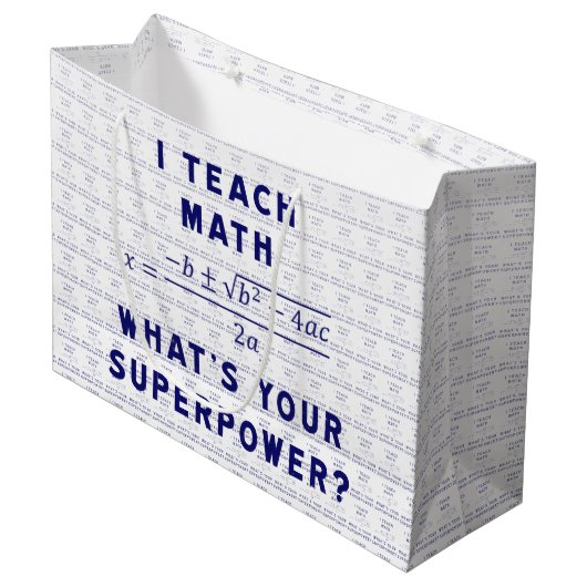 Ik leer Wiskunde wat is je Superpower? Large Cadeautasje (Voorkant Gekanteld)