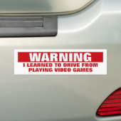 Ik leerde autorijden door videogames te spelen bumpersticker (Op auto)
