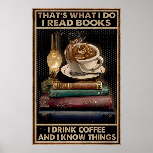 Ik lees boek en Drink koffie Poster (Voorkant)