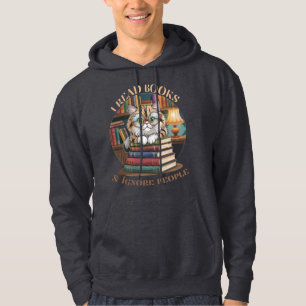 Ik lees boeken en negeer mensen Cat Lover Bookworm Hoodie
