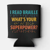 Ik lees braille wat je Superpower is Blikjeskoeler (Achterkant)