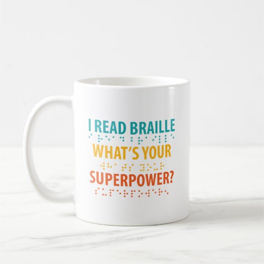 Ik lees braille wat je Superpower is Koffiemok (Links)