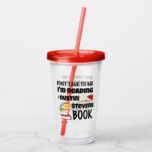 Ik lees een Dustin Stevens boek Acryl Drinkbeker (Achterkant)