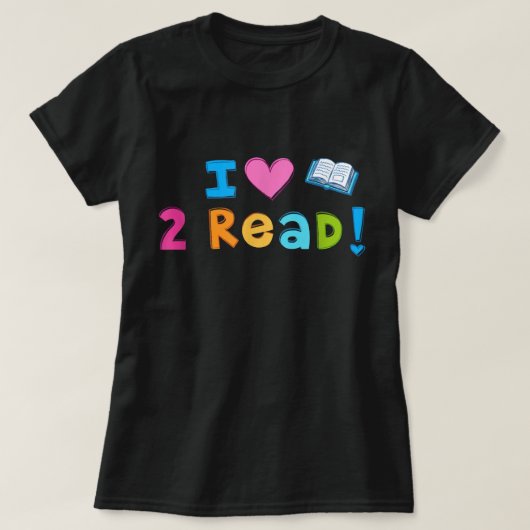 Ik lees graag 2 T-shirt voor Cute Heart lezen (Design voorkant)