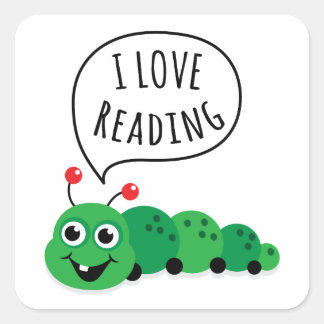 Ik lees graag boekenwurm vierkante sticker