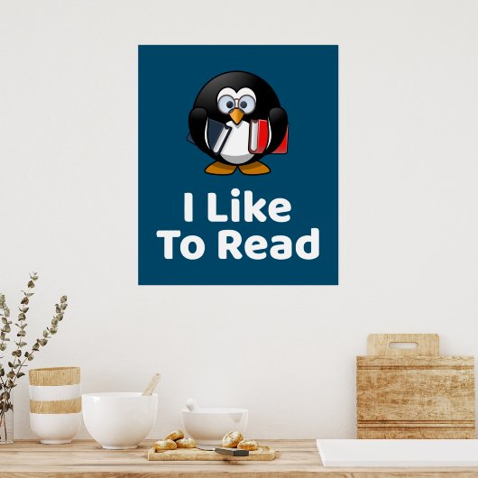 Ik lees graag het Poster van Penguin (Keuken)
