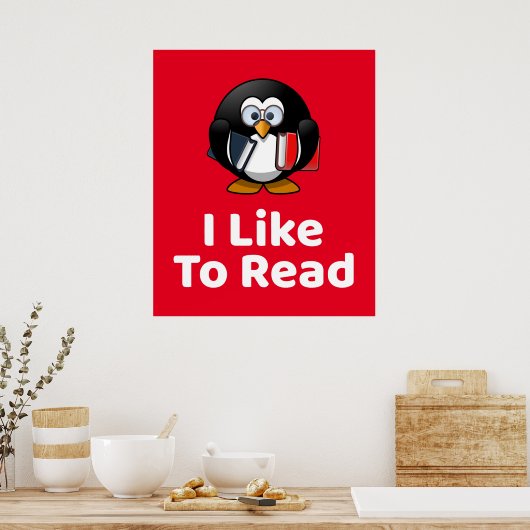 Ik lees graag het Poster van Penguin (Keuken)