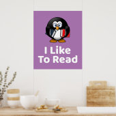 Ik lees graag het Poster van Penguin (Keuken)