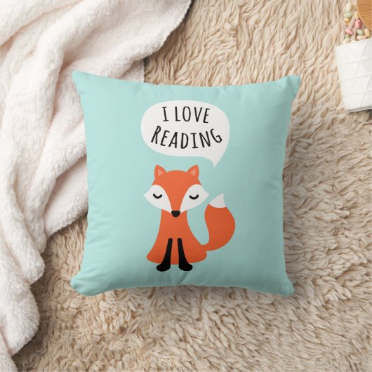 Ik lees graag leuke cartoon vos op blauwe achtergr kussen (Deken)