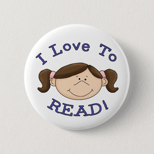 Ik lees graag meisje ronde button 5,7 cm (Voorkant)