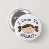 Ik lees graag meisje ronde button 5,7 cm (Voorkant /achterkant)