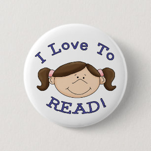 Ik lees graag meisje ronde button 5,7 cm