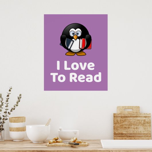 Ik lees graag Penguin-Poster Poster (Keuken)