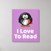 Ik lees graag Pinguïn Grappig Lezen Canvas Afdruk (Voorkant)