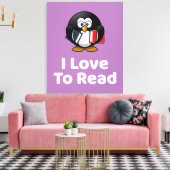 Ik lees graag Pinguïn Grappig Lezen Canvas Afdruk (Insitu (Woonkamer))