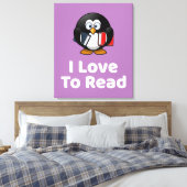 Ik lees graag Pinguïn Grappig Lezen Canvas Afdruk (Insitu (Slaapkamer))