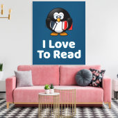 Ik lees graag Pinguïn Grappig Lezen Canvas Afdruk (Insitu (Woonkamer))