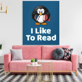 Ik lees graag Pinguïn Grappig Lezen Canvas Afdruk (Insitu (Woonkamer))