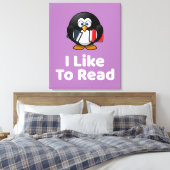 Ik lees graag Pinguïn Grappig Lezen Canvas Afdruk (Insitu (Slaapkamer))