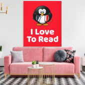 Ik lees graag Pinguïn Grappig Lezen Canvas Afdruk (Insitu (Woonkamer))