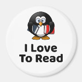 Ik lees graag Pinguïn Grappig Lezen Magneet (Voorkant)