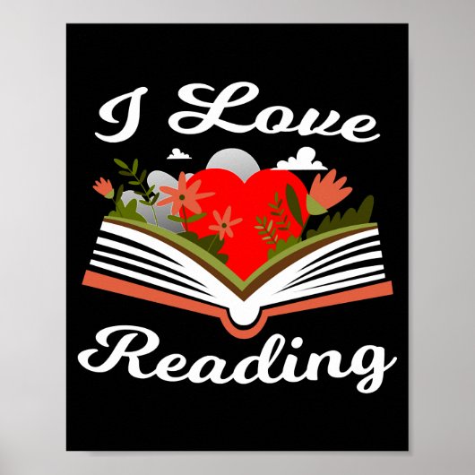 Ik lees graag Shirt Heart Reading clubs Bookworm Poster (Voorkant)