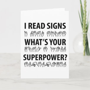 Ik lees handtekeningen wat je Superpower-gebarenta Kaart