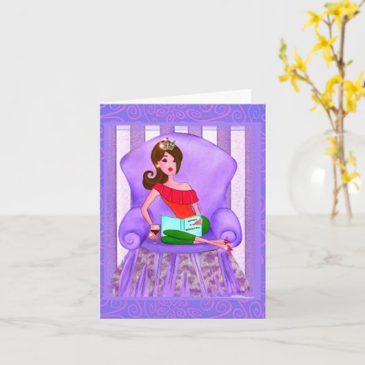 "Ik lees liever een boek" Diva Kaart (Gele Bloem)