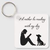 Ik lees liever met mijn hond sleutelhanger (Voorkant)
