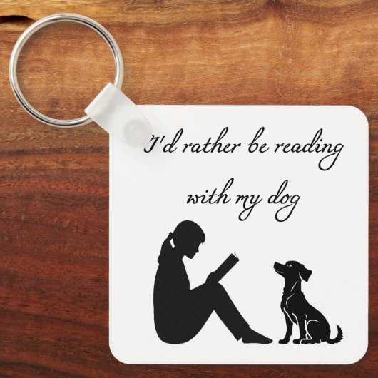 Ik lees liever met mijn hond sleutelhanger (Voorkant)