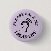 IK LEES LIPS. RONDE BUTTON 3,2 CM (Voorkant)