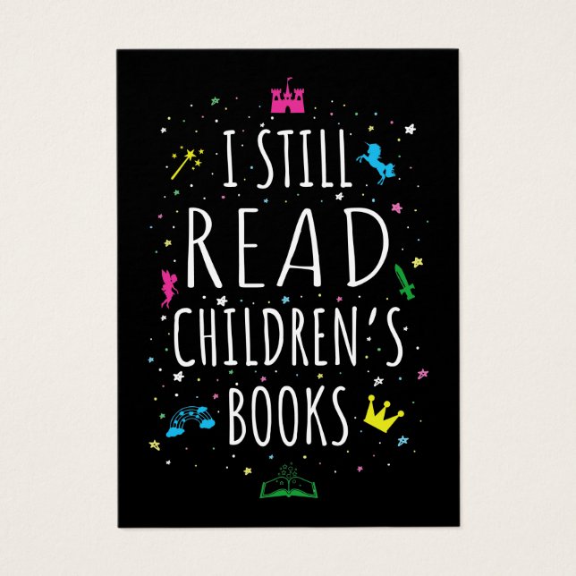 Ik lees nog steeds kinderboeken. visitekaartje (Voorkant)