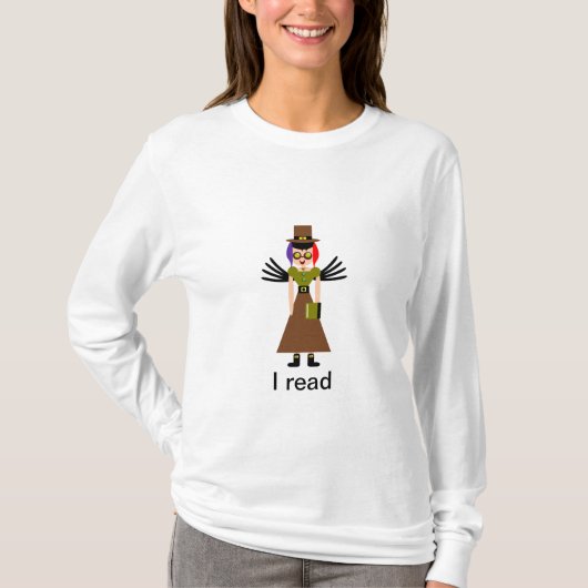 "Ik lees Steampunk Goggle Girl" T-shirt (Voorkant)