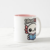 Ik lees veel! Schattige lezen Axolotl Pun Tweekleurige Koffiemok (Voorkant rechts)