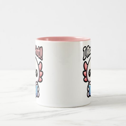 Ik lees veel! Schattige lezen Axolotl Pun Tweekleurige Koffiemok (Center)