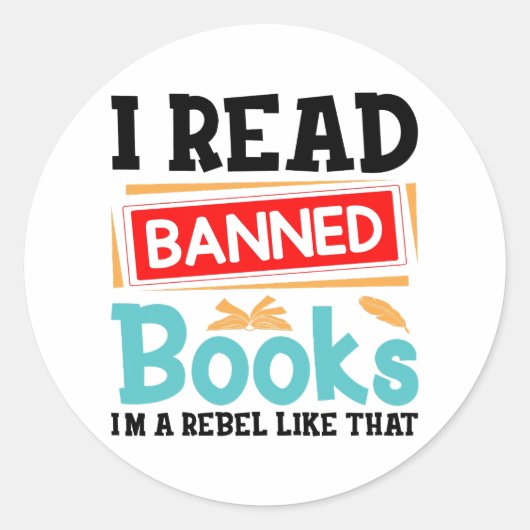 Ik Lees Verboden Boeken Bibliothecaris Lezer Ronde Sticker (Voorkant)