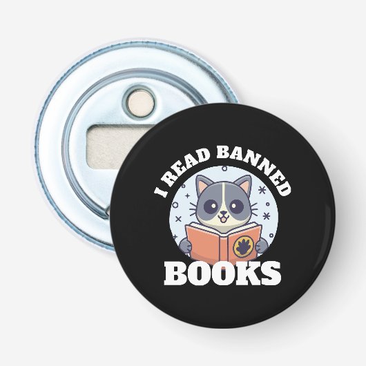 Ik lees verboden boeken button flesopener (Voorkant)