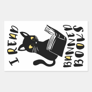 Ik lees verboden boeken Cat Rechthoekige Sticker