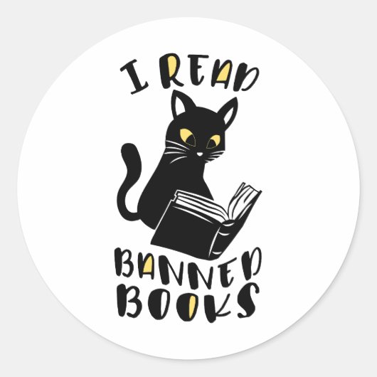 Ik lees verboden boeken Cat Ronde Sticker (Voorkant)