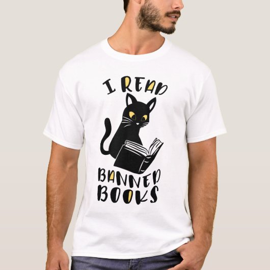 Ik lees verboden boeken Cat T-shirt (Voorkant)