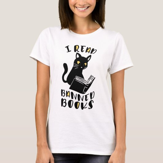 Ik lees verboden boeken Cat T-shirt (Voorkant)