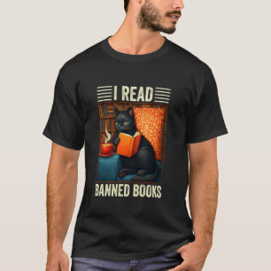 Ik Lees Verboden Boeken Grappige Zwarte Kat Lezer T-shirt