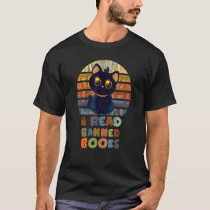 Ik Lees Verboden Boeken Kat Boekenworm Retro Wom T-shirt