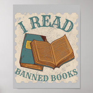 ik lees verboden boeken liefhebber van vintage boe poster