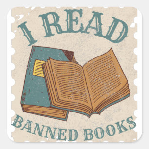 ik lees verboden boeken liefhebber van vintage boe vierkante sticker