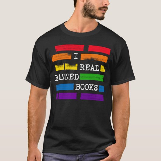 Ik lees verboden boeken Rainbow geredigeerd T-shirt (Voorkant)